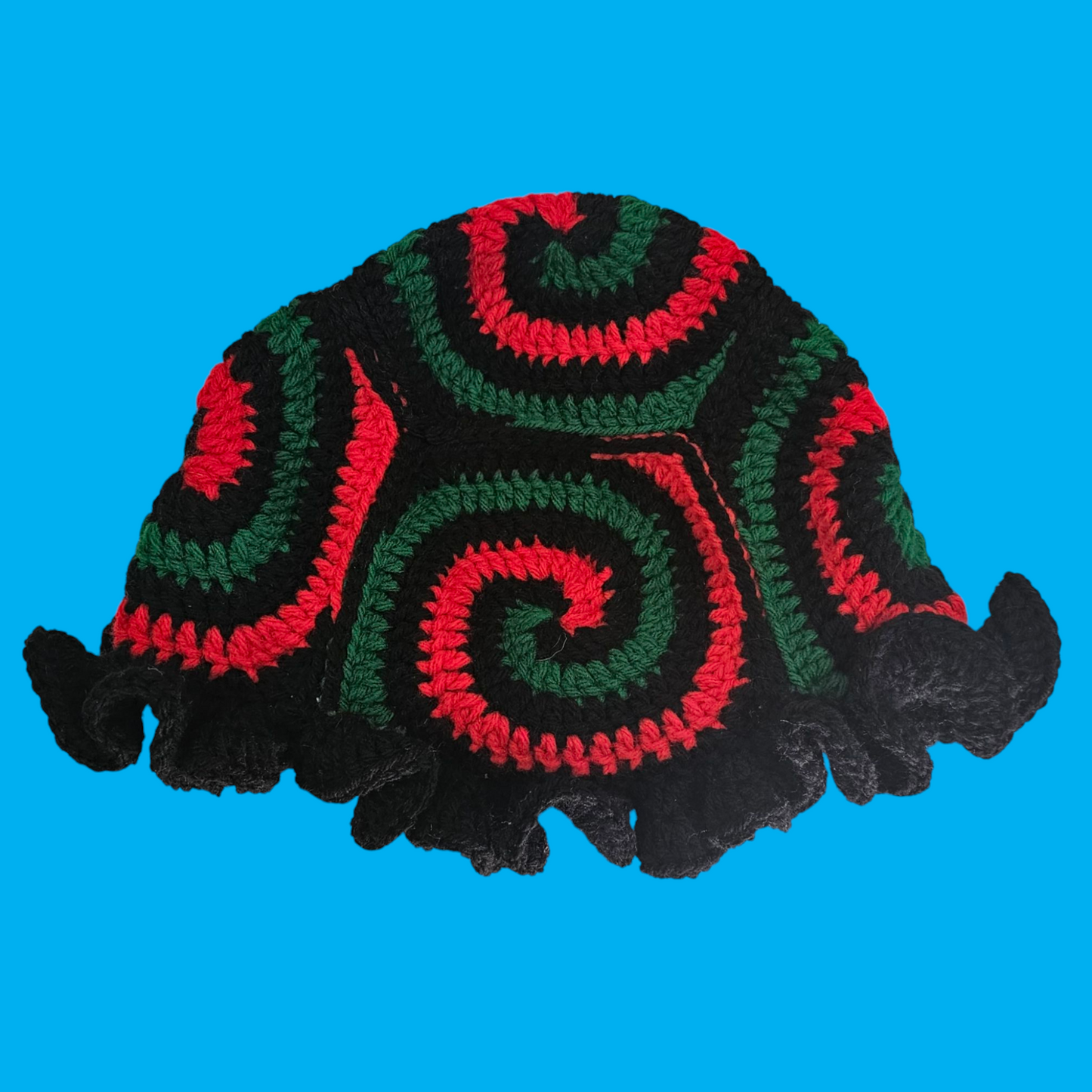 swirl granny square ruffle hat