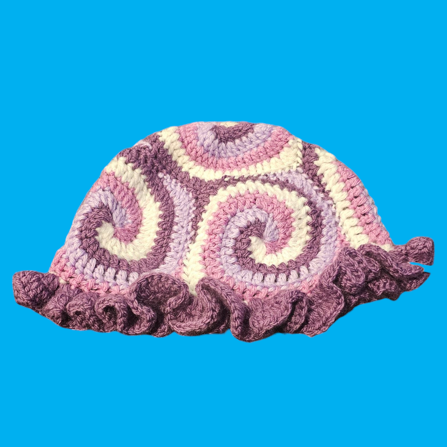 swirl granny square ruffle hat