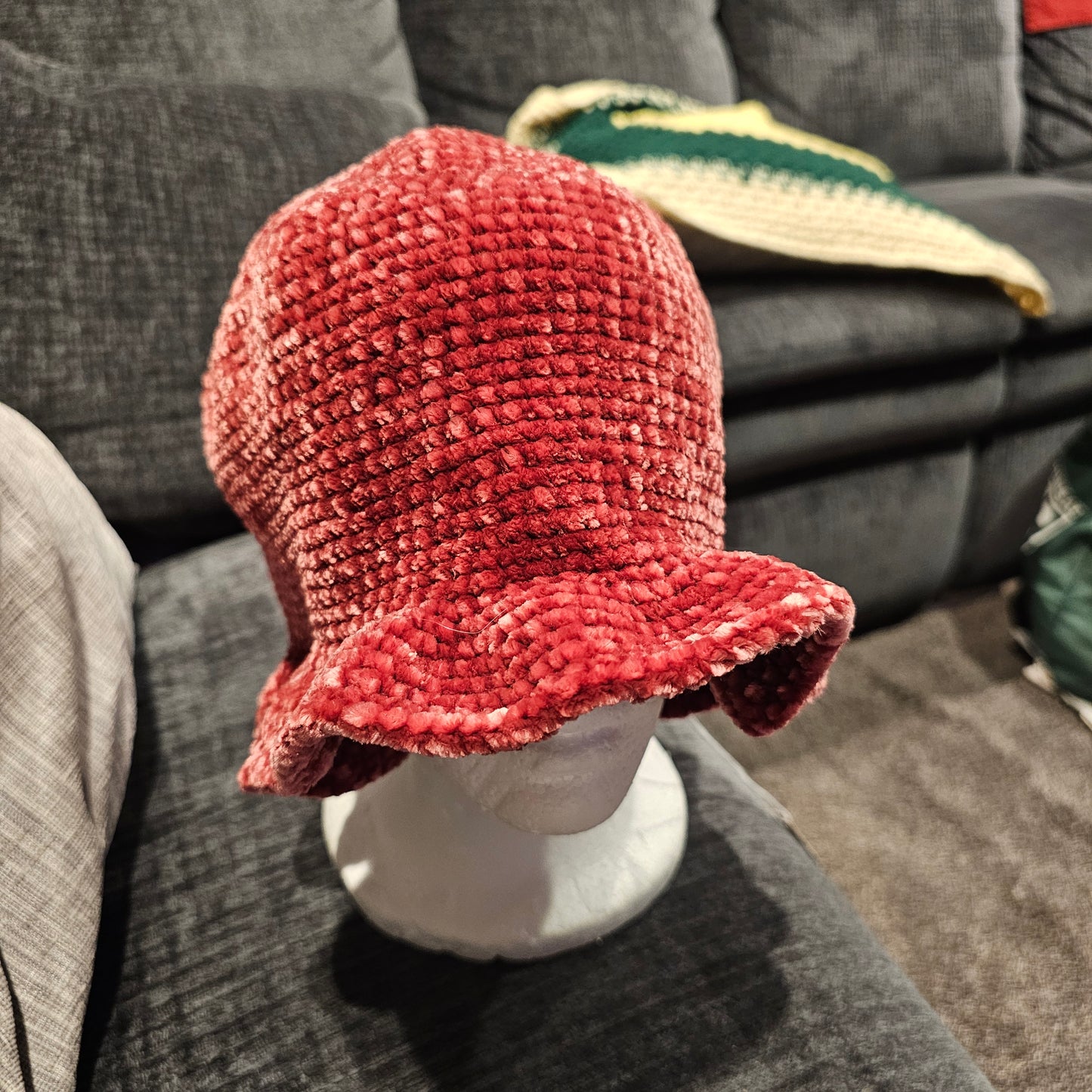 velvet ruffle bucket hat