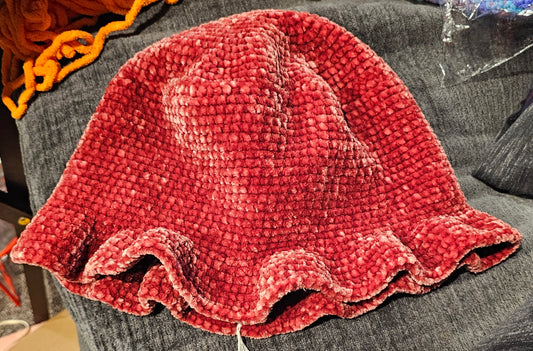 velvet ruffle bucket hat