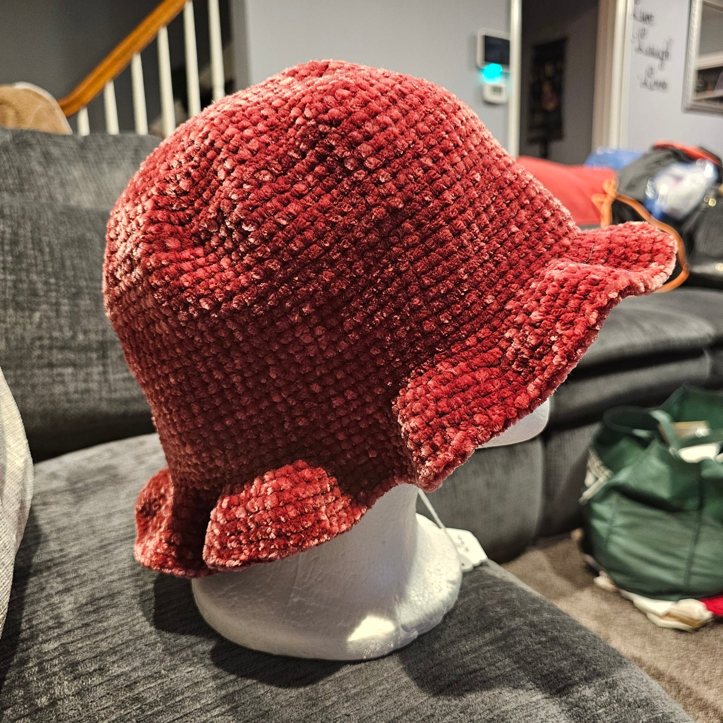 velvet ruffle bucket hat