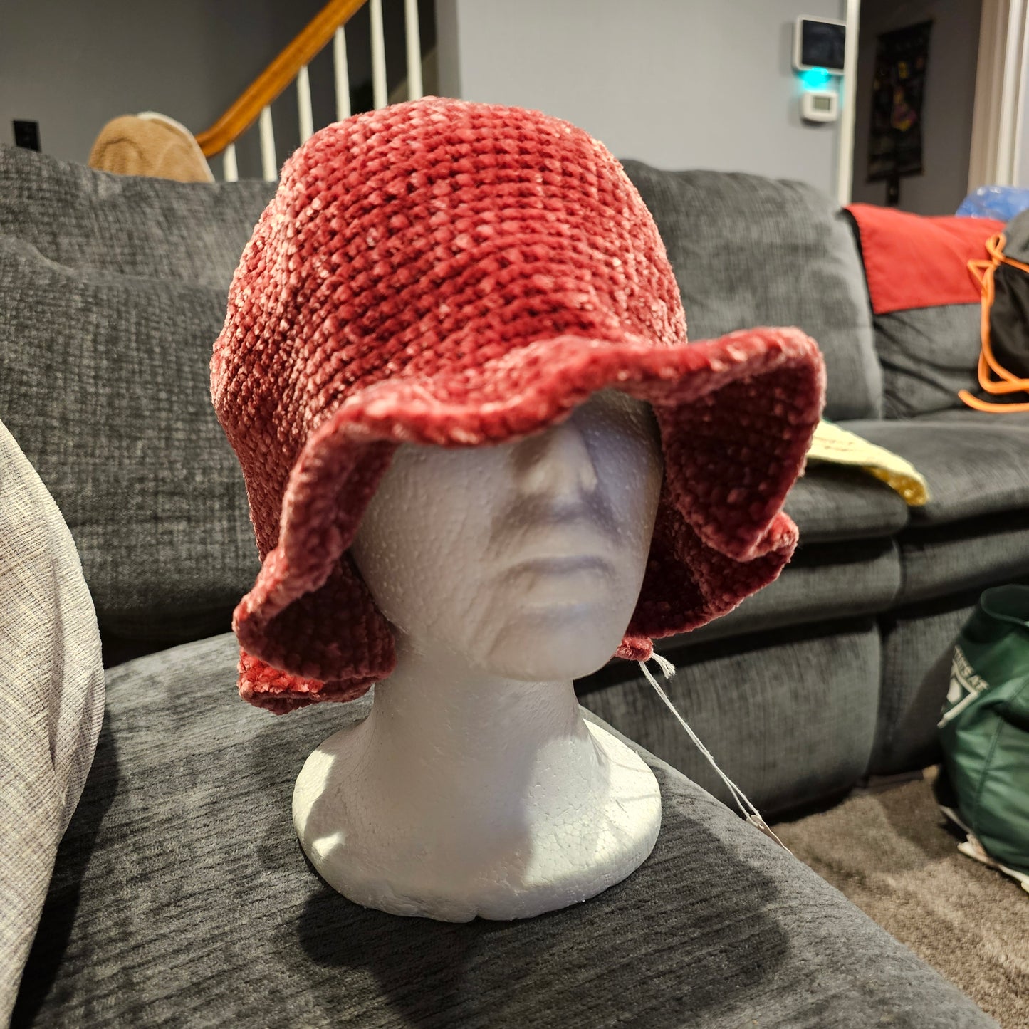 velvet ruffle bucket hat